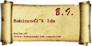 Babincsák Ida névjegykártya
